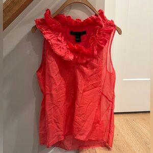 NWOT Marc by Marc Jacobs Coral Semi Sheer Ruffled Sleeveless Top, Size Small.